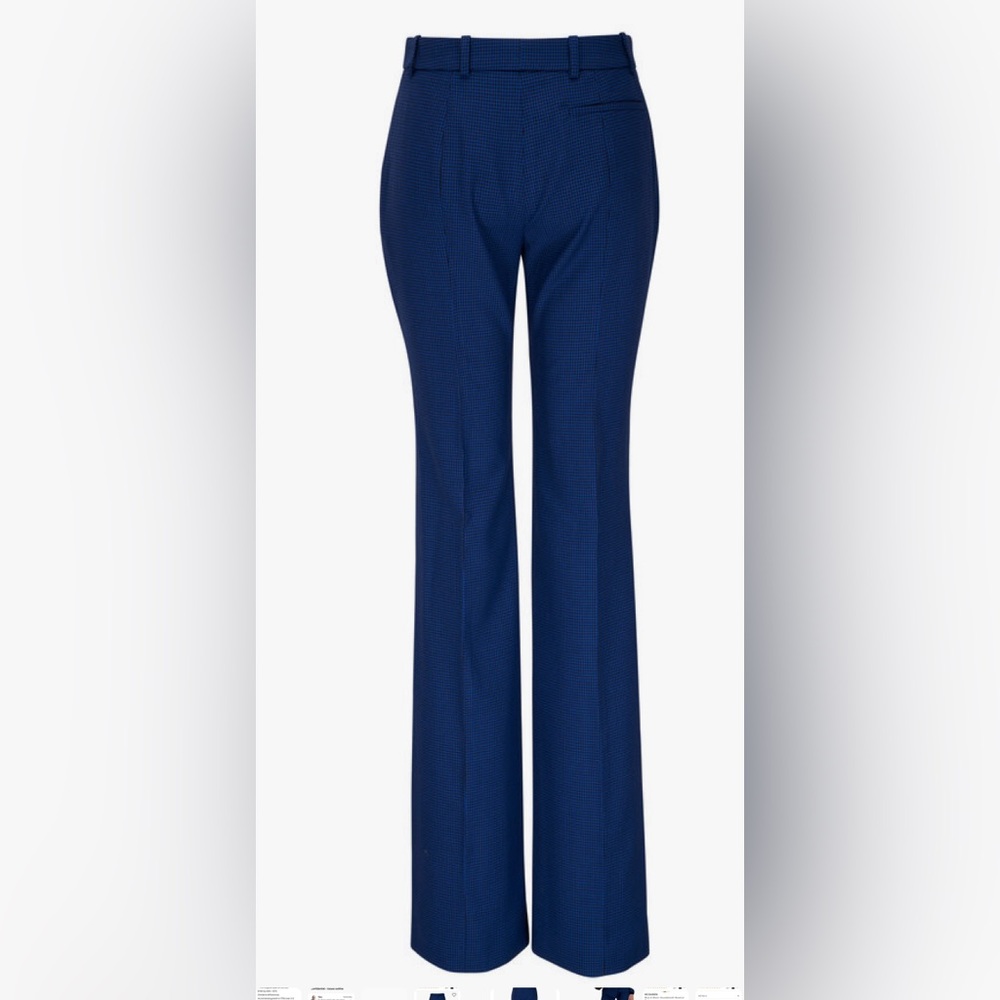 ALEXANDER McQUEEN HOUNDSTOOTH PRINT WOOL BOOTCUT PANTS IN BLACK BLUE 46EU/12 US
